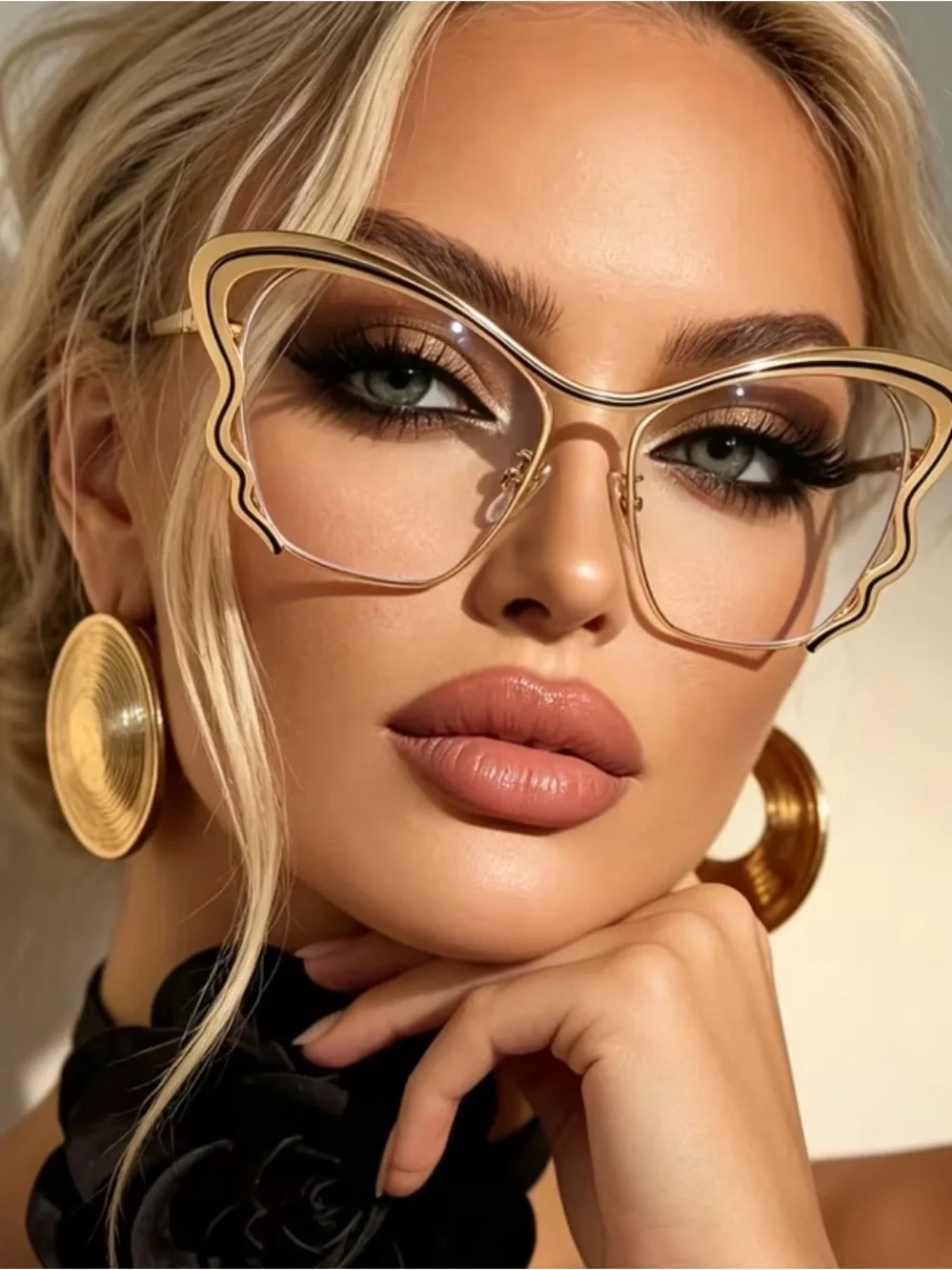 New Gold Butterfly Frame Fashion Glasses